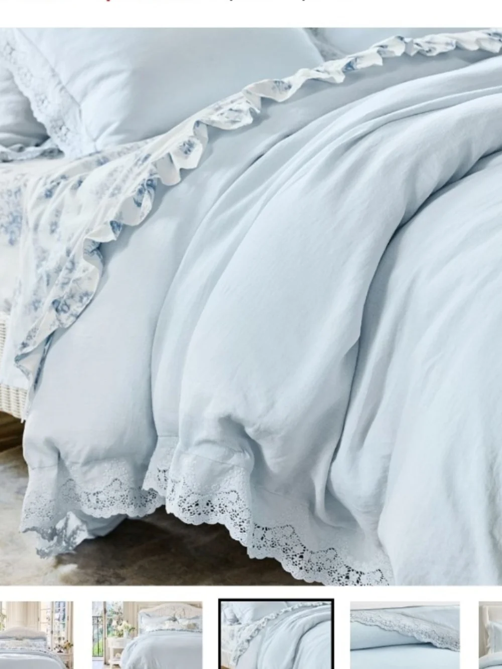 Gorgeous Love Shack Fancy Lace Duvet King White